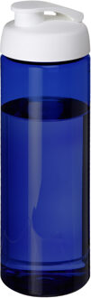 Sport bidon Hi-eco gerecycled kunststof - drinkfles/waterfles - blauw/wit - 850 ml - Drinkflessen