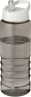 Sport bidon Hi-eco gerecycled kunststof - drinkfles/waterfles - donkergrijs/wit - 750 ml