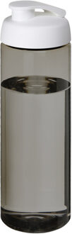 Sport bidon Hi-eco gerecycled kunststof - drinkfles/waterfles - donkergrijs/wit - 850 ml