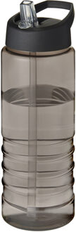 Sport bidon Hi-eco gerecycled kunststof - drinkfles/waterfles - donkergrijs/zwart - 750 ml