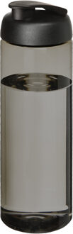 Sport bidon Hi-eco gerecycled kunststof - drinkfles/waterfles - donkergrijs/zwart - 850 ml
