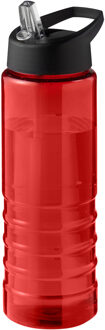 Sport bidon Hi-eco gerecycled kunststof - drinkfles/waterfles - rood/zwart - 750 ml - Drinkflessen