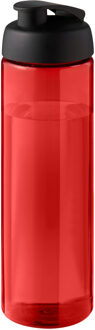 Sport bidon Hi-eco gerecycled kunststof - drinkfles/waterfles - rood/zwart - 850 ml - Drinkflessen