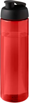 Sport bidon Hi-eco gerecycled kunststof - drinkfles/waterfles - rood/zwart - 850 ml