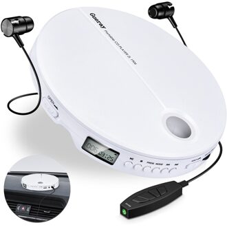 Sport Draagbare Cd Speler Met Oortelefoon Hifi Geluid Compact Disc Speler Reproductor Cd Anti-Shock Auto Audio Muziekspeler wit