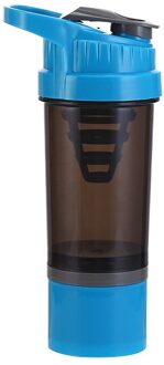 Sport Fitness Water Fles Eiwit Shaker Fles 550ML BPA Gratis Draagbare Lekvrije Outdoor Gym Training Drink Fles blauw