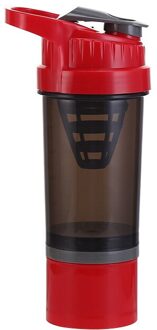 Sport Fitness Water Fles Eiwit Shaker Fles 550ML BPA Gratis Draagbare Lekvrije Outdoor Gym Training Drink Fles rood