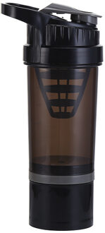 Sport Fitness Water Fles Eiwit Shaker Fles 550ML BPA Gratis Draagbare Lekvrije Outdoor Gym Training Drink Fles zwart