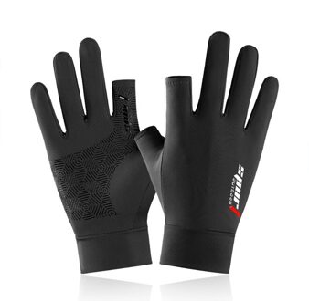 Sport Glof Ijs Zijde Riding Rijden Handschoenen Twee-Vinger Vissen Handschoenen Antislip Fitness Hoog-elastische Ultraviolet bescherming Handschoenen leger groen