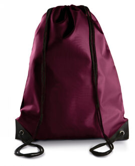 Sport gymtas/draagtas met rijgkoord - 2x - bordeaux rood - 34 x 44 cm - polyester - verstevigde hoek