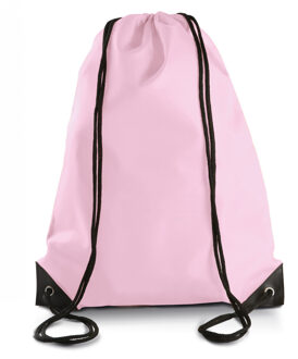 Sport gymtas/draagtas met rijgkoord - lichtroze - 34 x 44 cm - polyester - verstevigde hoeken - Gymtasje - zwemtasje