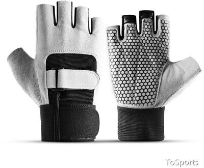 Sport Handschoenen Half Vinger Gym Gewichtheffen Fitness Handschoen Halter Mannen Vrouwen Paar Gewichtheffen Gym Handschoenen Anti-Slip Anti-Shock Grijs / M