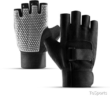 Sport Handschoenen Half Vinger Gym Gewichtheffen Fitness Handschoen Halter Mannen Vrouwen Paar Gewichtheffen Gym Handschoenen Anti-Slip Anti-Shock zwart / M