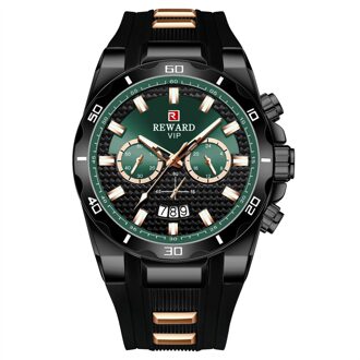 Sport Heren Quartz Horloges Luxe Groene Horloge Voor Mannen Siliconen Horloge Waterdicht Klok Relogio Masculino zwart groen