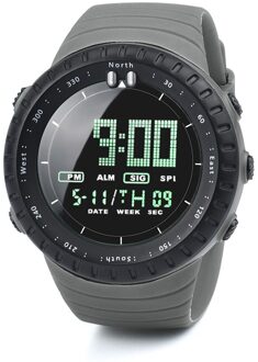Sport Mannen Digitale Horloges Led Display Digitale Kalender Horloge Voor Mannen Elektronische Outdoor Multifunctionele Horloges Montre Homme grijs