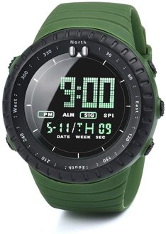 Sport Mannen Digitale Horloges Led Display Digitale Kalender Horloge Voor Mannen Elektronische Outdoor Multifunctionele Horloges Montre Homme groen