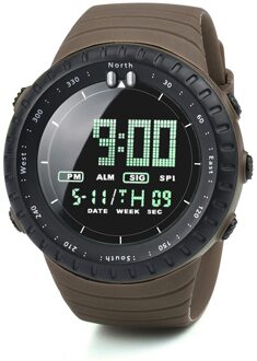 Sport Mannen Digitale Horloges Led Display Digitale Kalender Horloge Voor Mannen Elektronische Outdoor Multifunctionele Horloges Montre Homme koffie