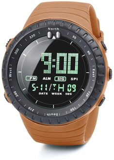 Sport Mannen Digitale Horloges Led Display Digitale Kalender Horloge Voor Mannen Elektronische Outdoor Multifunctionele Horloges Montre Homme oranje