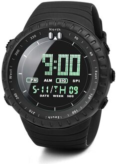 Sport Mannen Digitale Horloges Led Display Digitale Kalender Horloge Voor Mannen Elektronische Outdoor Multifunctionele Horloges Montre Homme zwart