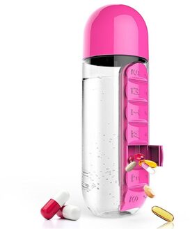 Sport Plastic Waterfles Combineren Dagelijks Pill Boxes Organisator Drinken Flessen Lekvrije Fles Tumbler Outdoor roze