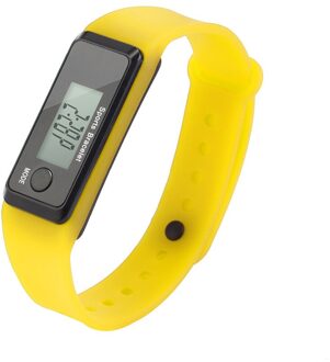 Sport Smart Horloge Armband Display Fitness Gauge Stap Tracker Digitale LCD Stappenteller Run Stap Walking Calorie Counter geel