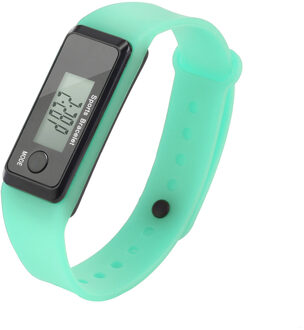 Sport Smart Horloge Armband Display Fitness Gauge Stap Tracker Digitale LCD Stappenteller Run Stap Walking Calorie Counter munt groen