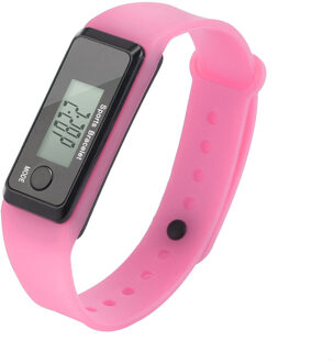 Sport Smart Horloge Armband Display Fitness Gauge Stap Tracker Digitale LCD Stappenteller Run Stap Walking Calorie Counter roze