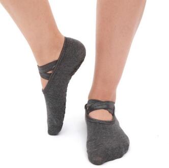 Sport Sok Vrouwen Professionele Anti Slip Bandage Sport Yoga Sokken Dames Ventilatie Pilates Ballet Sokken Dans Sok Slippers donker grijs