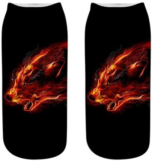 Sport Sokken Mannen Vrouwen Leuke Casual Werk Zakelijke Katoenen Sokken 3D Wolf Hoofd Print Medium Gelukkig Sokken # 2S29FN