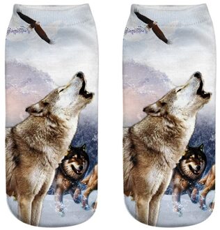 Sport Sokken Mannen Vrouwen Leuke Casual Werk Zakelijke Katoenen Sokken 3D Wolf Hoofd Print Medium Gelukkig Sokken # 2S29FN