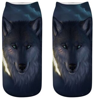 Sport Sokken Mannen Vrouwen Leuke Casual Werk Zakelijke Katoenen Sokken 3D Wolf Hoofd Print Medium Gelukkig Sokken # 2S29FN