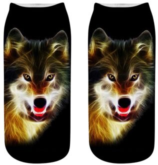 Sport Sokken Mannen Vrouwen Leuke Casual Werk Zakelijke Katoenen Sokken 3D Wolf Hoofd Print Medium Gelukkig Sokken # 2S29FN