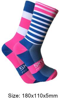 Sport Sokken Siliconen Nylon Sport Afdrukken Riding Sokken Anti-Slip Unisex Fietsen Fietsen Kalf Lengte Sokken Fietsen blauw roze