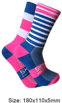 Sport Sokken Siliconen Nylon Sport Afdrukken Riding Sokken Anti-slip Unisex Fietsen fietsen Kalf Lengte Sokken Fietsen blauw roze