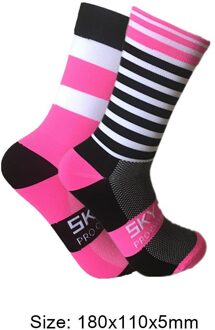 Sport Sokken Siliconen Nylon Sport Afdrukken Riding Sokken Anti-Slip Unisex Fietsen Fietsen Kalf Lengte Sokken Fietsen zwart roze