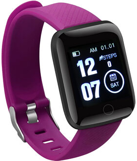 Sport Stappenteller Voor Walking Fitness Horloge 116 Plus Smart Armband Kleur Screen Smart Armband Running Tracker Hartslag Paars