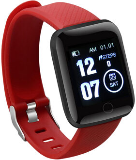 Sport Stappenteller Voor Walking Fitness Horloge 116 Plus Smart Armband Kleur Screen Smart Armband Running Tracker Hartslag Rood