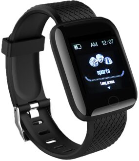Sport Stappenteller Voor Walking Fitness Horloge 116 Plus Smart Armband Kleur Screen Smart Armband Running Tracker Hartslag zwart