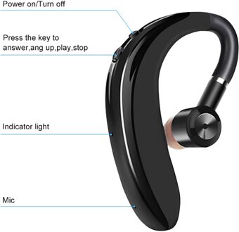 Sport Stereo Bluetooth Draadloze Oortelefoon Enkele Oortelefoon Bt V5.0 Noise Cancelling Business Headset Oorhaak Voor Ios Iphone 11
