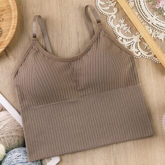 Sport Top Aangepast Eenvoudige Basic Crop, Gewatteerde Ondergoed Vrouwen Bralette Grijs / M