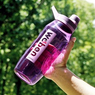 Sport Water Fles Grote Capaciteit 1000Ml 1500Ml Eiwit Shaker Outdoor Reizen Riding Portable Lekvrij Drinkware Cup 1500ML / roze