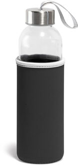 Sport waterfles/drinkfles - met softshell beschermhoes zwart - 520 ml - Sportfles - Bidon