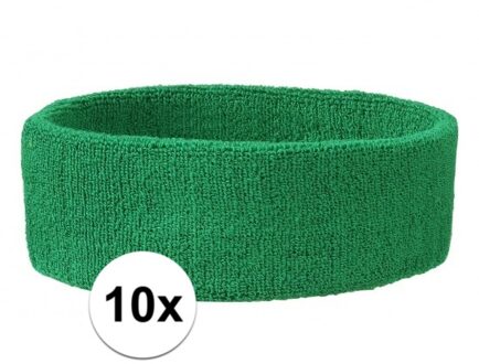 Sportdag hoofd zweetbandjes groen 10x - Hoofdbandjes team kleur groen