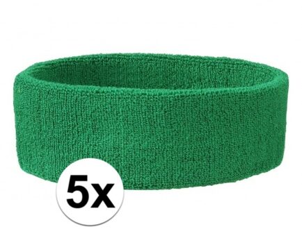 Sportdag hoofd zweetbandjes groen 5x - Hoofdbandjes team kleur groen