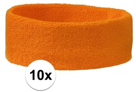 Sportdag hoofd zweetbandjes oranje 10x - Hoofdbandjes team kleur oranje