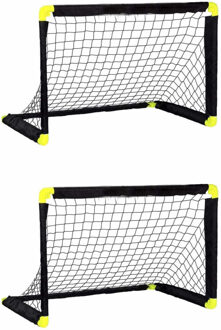 Sportief buiten spelen voetbaldoelen 2 stuks 90 x 59 x 61 cm - Voetbaldoel Multikleur