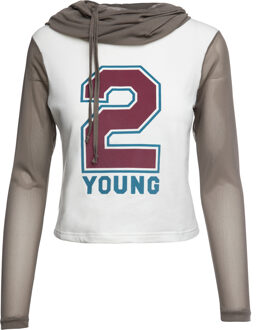 Sportieve Hooded Crop Top Ecru - S