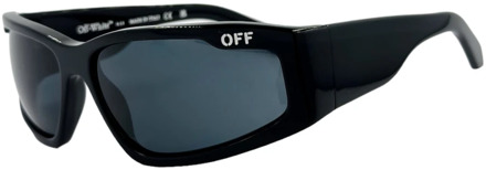 Sportieve zonnebril met asymmetrisch logo Off White , Black , Unisex - ONE Size