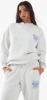 Sports Bubble Slogan Oversized Sweatshirt, Ash Grey - L