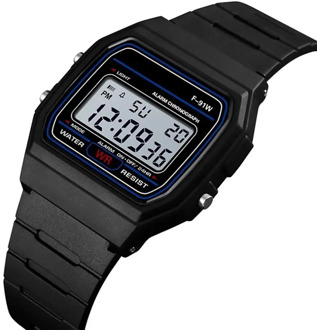 Sports Electronic Watch Multi-Function Ultra-Thin Luminous Alarm Clock Children'S F-91W Electronic Watch